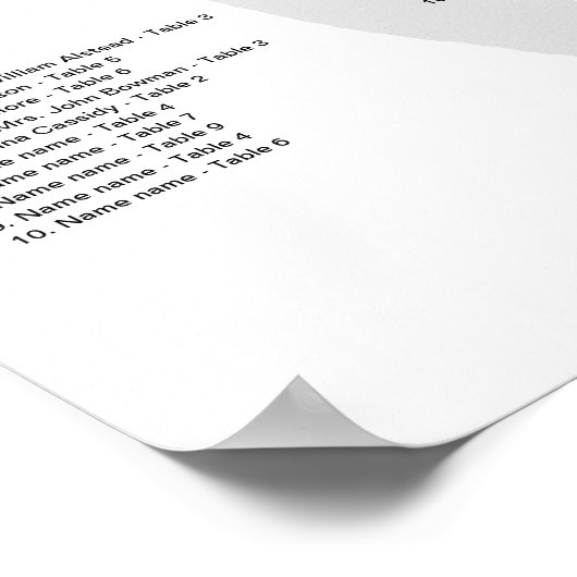 Flamingo Wedding Seating Chart Poster (Ecke)