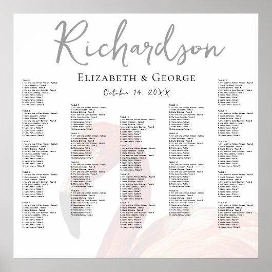 Flamingo Wedding Seating Chart Poster (Vorne)