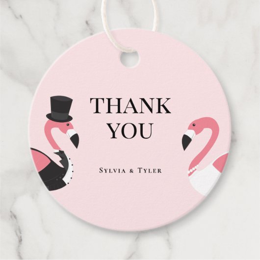 Flamingo Wedding Vielen Dank Geschenkanhänger (Vorderseite)
