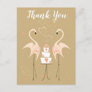 Flamingo Wedding Vielen Dank Pfirsichporträt Postkarte