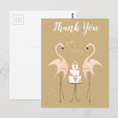 Flamingo Wedding Vielen Dank Postkartenporträt Postkarte (Vorne/Hinten)