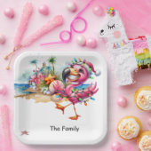 Flamingo Weihnachten im Juli am Strand Pappteller (Party)