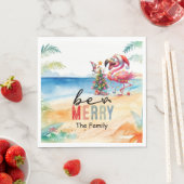 Flamingo Weihnachten im Juli am Strand Serviette (Beispiel)