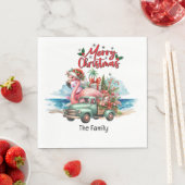 Flamingo Weihnachten im Juli am Strand Serviette (Beispiel)