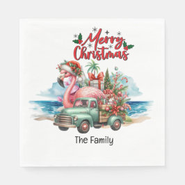 Flamingo Weihnachten im Juli am Strand Serviette