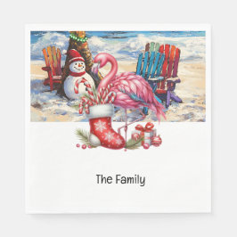 Flamingo Weihnachten im Juli am Strand Serviette