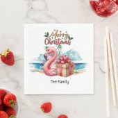 Flamingo Weihnachten im Juli am Strand Serviette (Beispiel)