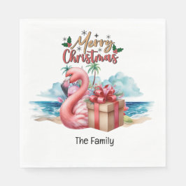 Flamingo Weihnachten im Juli am Strand Serviette