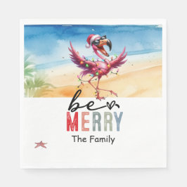 Flamingo Weihnachten im Juli am Strand Serviette