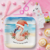 Flamingo Weihnachten im Juli Aquarell Pappteller (Party)