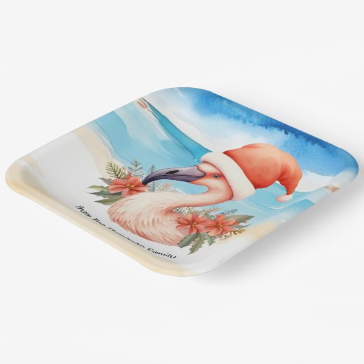 Flamingo Weihnachten im Juli Aquarell Pappteller (Gewinkelt)