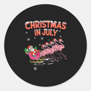 Flamingo Weihnachten im Juli Xmas Sommer Weihnacht Runder Aufkleber