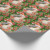 Flamingo Weihnachten mit Weihnachtsmannmütze und P Geschenkpapier (Ecke)