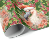 Flamingo Weihnachten mit Weihnachtsmannmütze und P Geschenkpapier (Rolleneckpunkt)