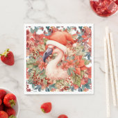 Flamingo Weihnachten mit Weihnachtsmannmütze und P Serviette (Beispiel)