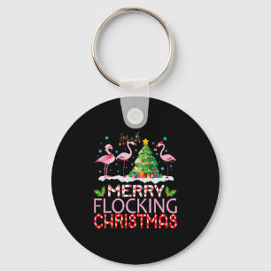 Flamingo Weihnachten tanzt auf dem Schnee Merrick  Schlüsselanhänger