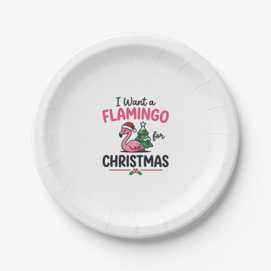 Flamingo Weihnachten Zitat Vektor Pappteller (Vorderseite)