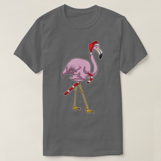 Flamingo Weihnachts-Candy cane TShirt (Design vorne)