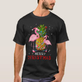 Flamingo Weihnachtsbaum Ananas Xmas Light Merry T-Shirt (Vorderseite)