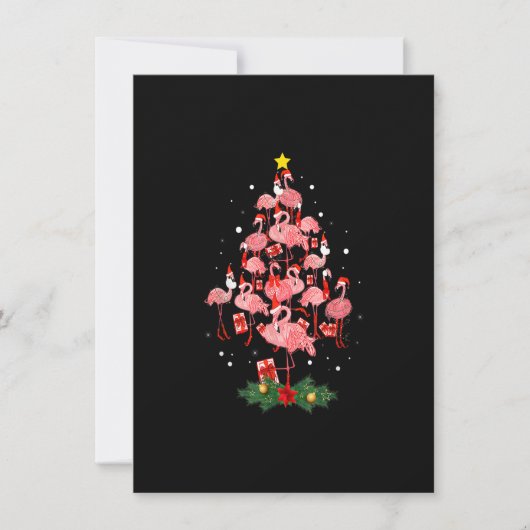 Flamingo Weihnachtsbaum Dekoration Funny Xmas Einladung (Vorderseite)