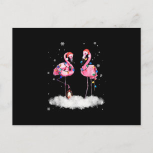 Flamingo-Weihnachtsbaum-Santa-Hut-Licht Einladungspostkarte