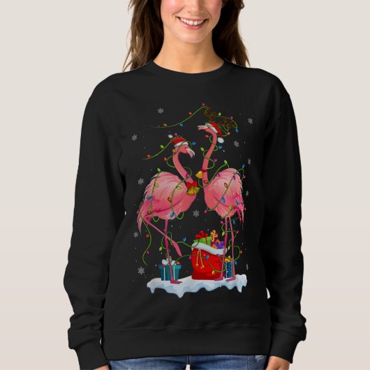 Flamingo Weihnachtsbaumleuchten passen für Paar Sweatshirt (Vorderseite)