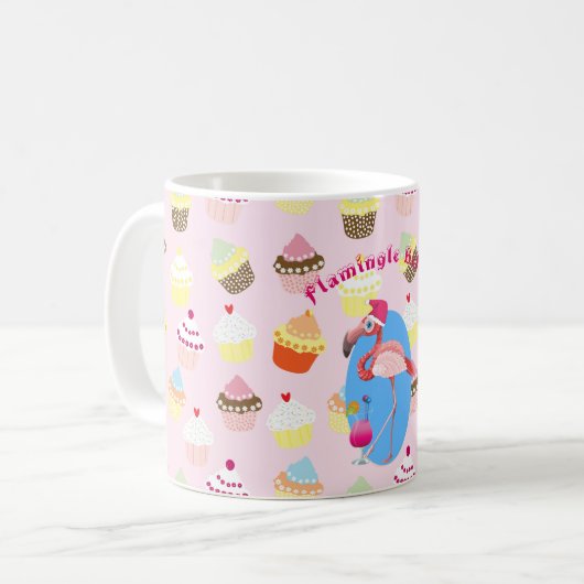 Flamingo Weihnachtscocktails und Cupcakes! Custom Kaffeetasse (Vorderseite Links)
