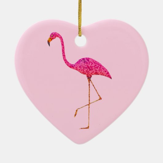 Flamingo Weihnachtsdekoration Keramikornament (Hinten)