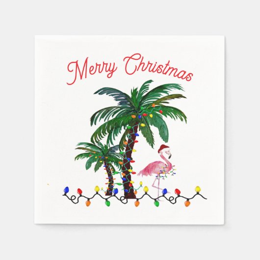 Flamingo Weihnachtsfeier Serviette (Vorderseite)