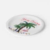 Flamingo-Weihnachtsfeier-Teller Pappteller (Schrägansicht)