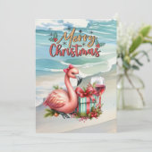 FLAMINGO Weihnachtsgeschenk Feiertagskarte (Stehend Vorderseite)
