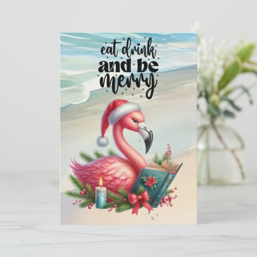 FLAMINGO Weihnachtsgeschenk Feiertagskarte (Stehend Vorderseite)