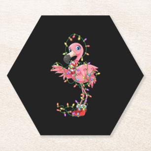 Flamingo Weihnachtsgeschenk Xmas Lichter Pink Nied Untersetzer