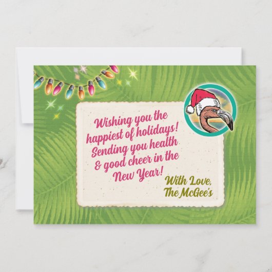 Flamingo Weihnachtskarten Einladung (Rückseite)