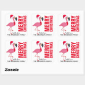 Flamingo Weihnachtslabel Quadratischer Aufkleber (Blatt)