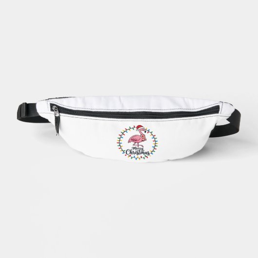 Flamingo Weihnachtslichter Urlaub Bauchtasche (Vorderseite)