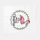 Flamingo Weihnachtslichter Urlaub Fleecedecke (Vorderseite (Horizontal))