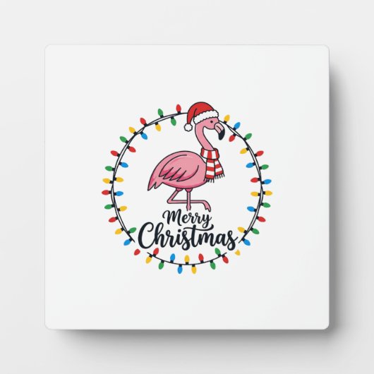 Flamingo Weihnachtslichter Urlaub Fotoplatte (Vorderseite)
