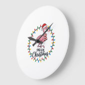 Flamingo Weihnachtslichter Urlaub Große Wanduhr (Winkel)