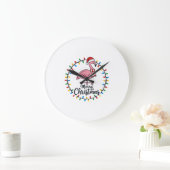 Flamingo Weihnachtslichter Urlaub Große Wanduhr (Zuhause)