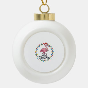 Flamingo Weihnachtslichter Urlaub Keramik Kugel-Ornament
