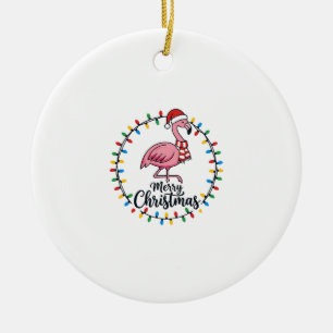 Flamingo Weihnachtslichter Urlaub Keramik Ornament