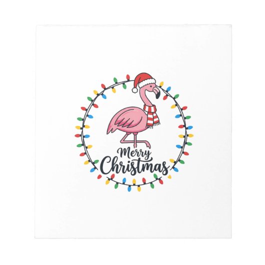Flamingo Weihnachtslichter Urlaub Notizblock (Vorderseite)