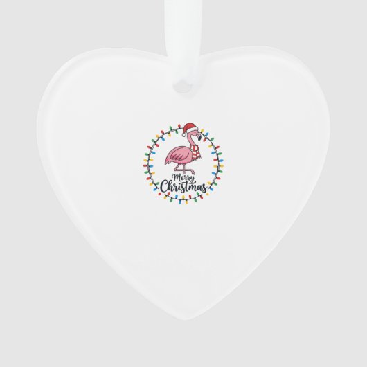 Flamingo Weihnachtslichter Urlaub Ornament (Vorderseite)