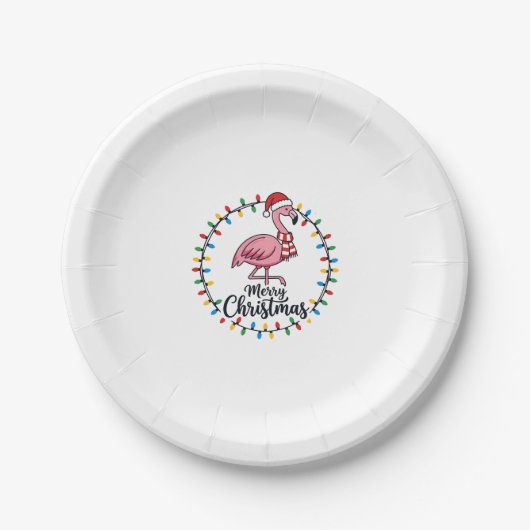 Flamingo Weihnachtslichter Urlaub Pappteller (Vorderseite)
