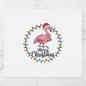 Flamingo Weihnachtslichter Urlaub Schaumweinetikett (Einzelnes Label)