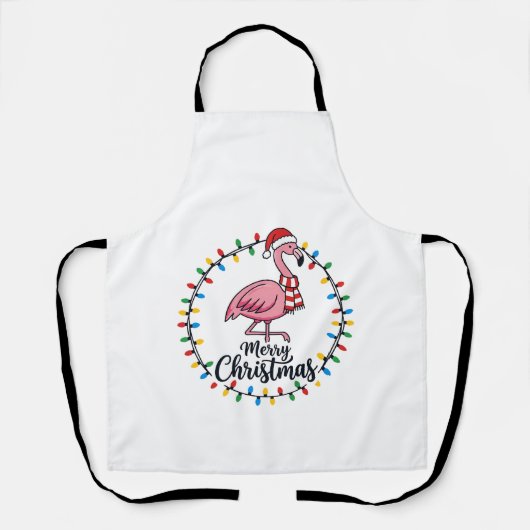 Flamingo Weihnachtslichter Urlaub Schürze (Vorderseite)