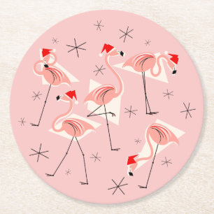 Flamingo Weihnachtsmänner Rosa Untersetzer rund