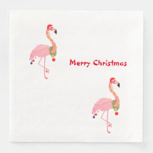 Flamingo Weihnachtsmannmütze Frohe Weihnachten Serviette