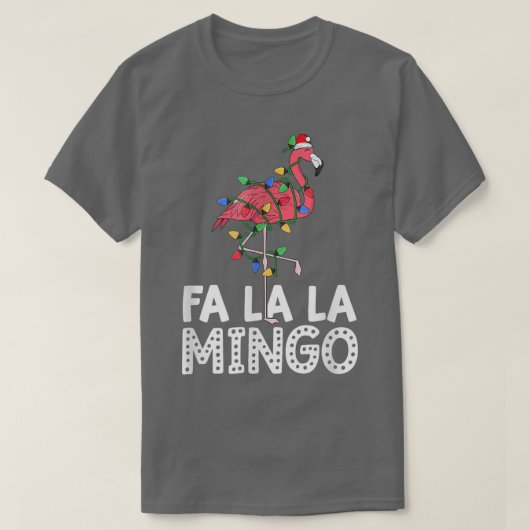 Flamingo Weihnachtsmannmütze Weihnachtsbaum Lichte T-Shirt (Design vorne)
